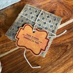 Wood Carved Drink Coasters Boho Rustic Tableware Coaster Set Dining